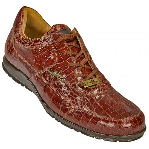 Slick Exotica "Pirate" Cognac Genuine All-Over Alligator Casual Sneakers